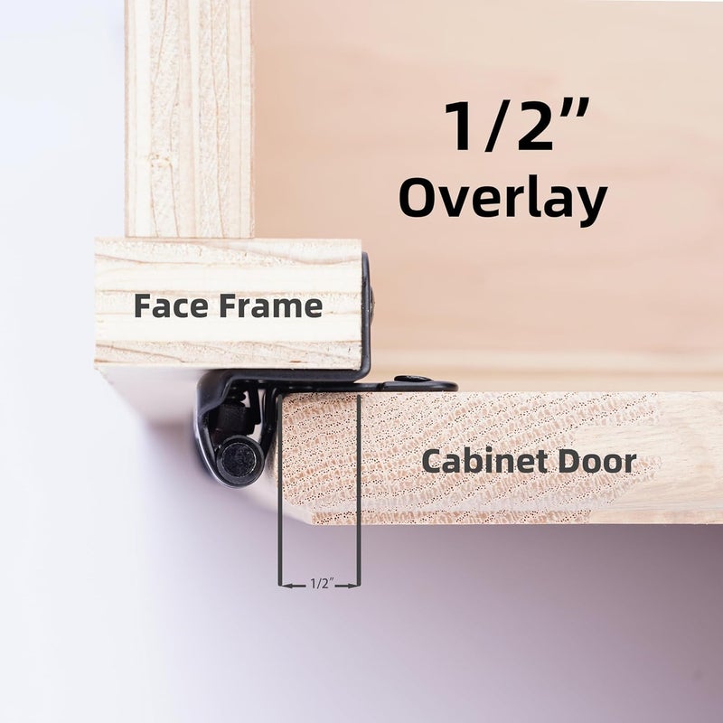 DecoBasics 50 Pack Oil Rubbed Bronze Cabinet Hinges for Cabinet Doors (25 Pairs) â€“ 1/2" Overlay Semi-Wrap Self-Closing Face Frame Hinges for Cupboard & Kitchen Doors w/Quiet Bumpers - Image 5